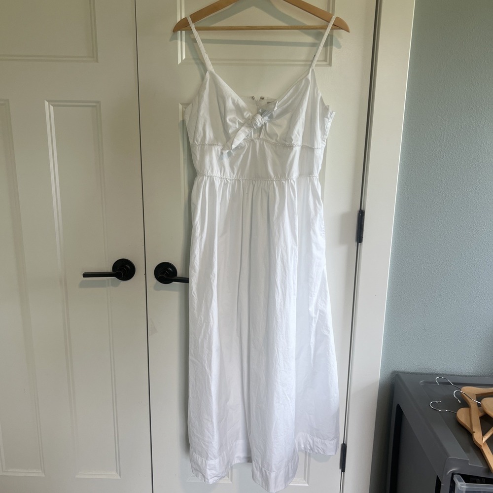 Ann Taylor Loft Women's White Sundress Cotton Size 6 Summer‎ Lace trim